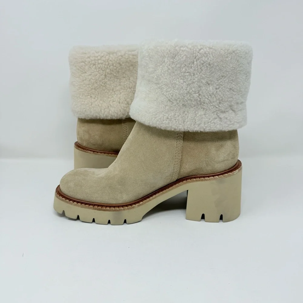 New Pedro Garcia Zarela Suede Shearling Ankle Booties Sz 8